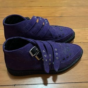 TUK Vegan Faux Suede Purple Buckle Creepers